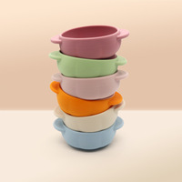 Bol d'alimentation pour enfants en silicone, résistant aux morsures, à forte aspiration, avec doubles poignées en forme de citrouille, récipient alimentaire pour bébés