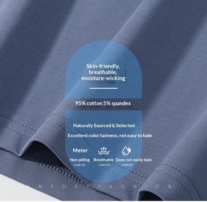 T-shirt décontracté en tricot antibactérien 95% coton 5% élasthanne avec logo personnalisé imprimé pour hommes - Product Image 5