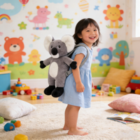 Sac à dos en peluche Koala personnalisé OEM, sac à dos scolaire pour enfants en forme d'animal en peluche doux, vente en gros, cadeau jouet pour enfants