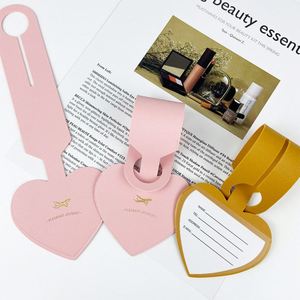 Étiquette de bagage en cuir PU en forme de cœur de luxe, personnalisable avec logo, étiquette d'identification pour bagages de voyage, étiquette de nom mignonne pour valise, cadeau promotionnel - Product Image 3