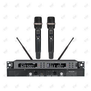 Microphone sans fil double canal OEM EIF HD-1100, léger, avec micro-cravate et micro-casque XLR, idéal pour les performances scéniques - Meilleur prix - Product Image 2