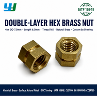 Écrou hexagonal double en laiton, filetage femelle de précision CNC, écrou de couplage rainuré, manchon hexagonal de connexion, non standard, OEM