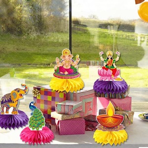 <b>Red</b> <b>Paper</b> Honeycomb Double Happiness Decor Foldable Table Ornament For Chinese Wedding Party - Product Image 3