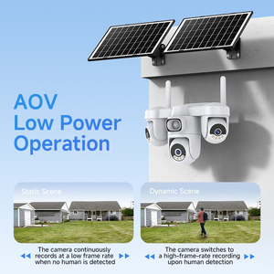 Caméras de sécurité 4G OEM/ODM 9MP 3 objectifs Extérieur Audio bidirectionnel <span class=keywords><strong>Version</strong></span> couleur de nuit Surveillance Caméra CCTV PTZ 360 °   Étanche - Product Image 3