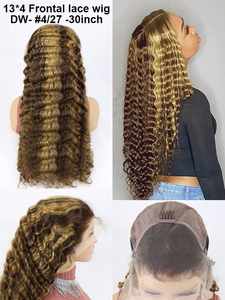 13x4 đầy đủ ren 30-inch sâu sóng tóc giả trong màu sắc 4/27 # với kết cấu xoăn tóc con người bó cho bện - Product Image 6