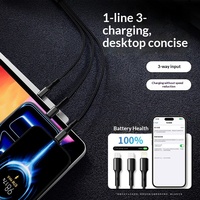 Câble USB 2.0 tressé en nylon 3-en-1 à charge rapide pour voiture avec transfert de données et compatibilité Android USB-C