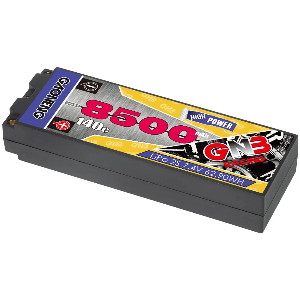 GNB GAONENG 8500MAH 2S 2S2P 7.4V 140C5mm弾丸ハードケースRCRipoバッテリー1:10 1/10RCレーシングカーボート