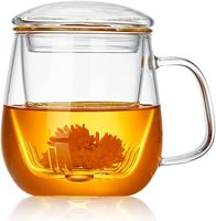 Nouvelle arrivée premium : Tasse infuseur à thé extra épaisse, résistante à la chaleur, compatible lave-vaisselle, transparente comme du cristal, avec filtre à mailles fines amovible
