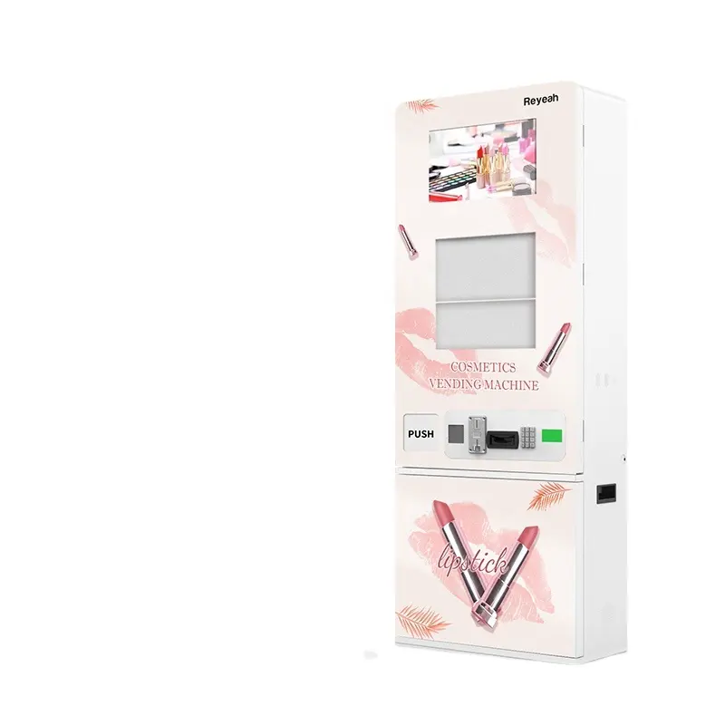 Mesin penjual bulu mata merah muda lipstik dapat diatur dengan uang koin pembayaran tersedia mesin penjual otomatis