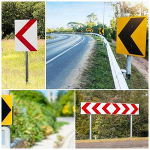 Panneaux de signalisation routière conformes à la norme LTO des Philippines - Panneaux de signalisation routière en forme de triangle rouge pour les virages/intersections - Panneaux de signalisation routière en aluminium réfléchissant - Product Image 4