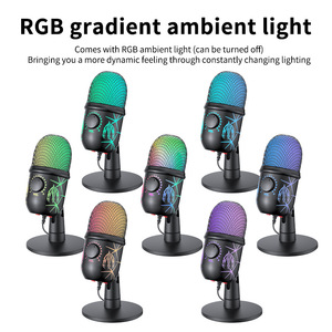 Micrô USB điện dung RGB hình trái tim với hiệu ứng ánh sáng màu một phím im lặng theo dõi thời gian thực có dây - Product Image 3