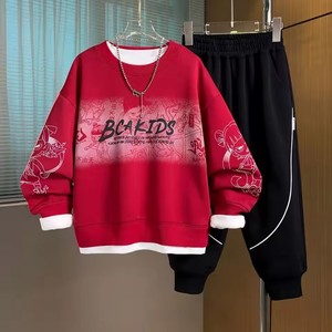 Custom Sporty Oversize <strong>Boys</strong> <strong>Clothing</strong> Sets Chinese Style Print Long Sleeve Casual Holiday Celebrations Ribbed Suit Baby Kids - Product Image 2