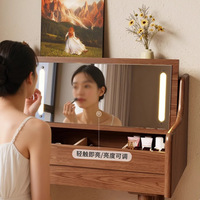Table de toilette classique chinoise en bois massif pour chambre à coucher, avec miroir rabattable, multifonction, rangement pliable, idéale pour petit appartement