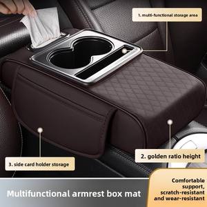 Consola Central Multifuncional de Cuero PU para Auto con Caja de Almacenamiento, Portavasos y Bolsa para Pañuelos - Product Image 3