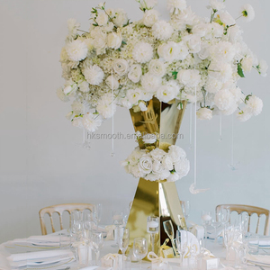Support de fleurs en métal doré brillant pour centre de table, décoration de mariage de luxe SMOOTH - Product Image 1