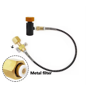 Adaptateur de remplissage de bouteille de CO2 SodaStream, station de remplissage, manomètre 2000 PSI, tuyau de 50 cm, laiton noir + or, garantie 1 an - Product Image 3