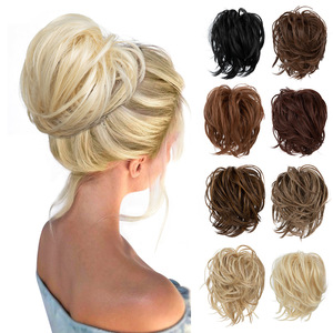 American Bun <span class=keywords><strong>Postiche</strong></span> Naturel Fluffy Long Curly Hair Lazy Bun Hairpiece Made High Quality Synthetic Hair for Foreign - Product Image 1