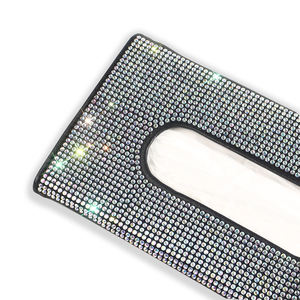Boîte à Mouchoirs Faciaux, Serviettes Hygiéniques et Mouchoirs pour Pare-Soleil de <span class=keywords><strong>Voiture</strong></span> en Cuir Cristal Strass Rose Clair Argent Noir Bleu - Product Image 5