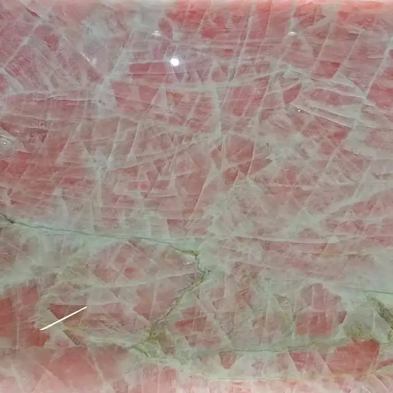 Pietra preziosa rosa quarzo rosa cristallo rosa onice lastre di parete pannelli pavimentazione pietra Semi-preziosa naturale grafica personalizzata