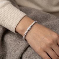 Bracelet tennis 5 carats en diamant CVD de laboratoire taille ronde 3 mm à quatre griffes, en or blanc massif 14 carats, 6,75 pouces, bijoux en gros pour femmes