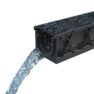 Canal de Drenaje en Forma de U de Plástico Negro Moderno para Piscina, Canal de Drenaje para Entrada de Vehículos con Rejilla y Función de Fácil Limpieza - Product Image 1