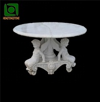 Table et bancs en marbre jaune naturel sculptés à la main pour la décoration de jardin extérieur