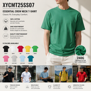 T-Shirt in 100% Cotone 240GSM, Collo Tondo, Manica Corta, Tinta Unita, Stampa Logo Personalizzata, per Uomo e Donna XYCMT25SS07 - Product Image 3