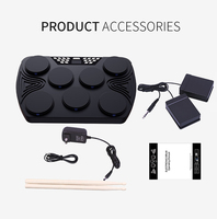 Batería Electrónica Portátil Konix Midi Digital de Silicona Multifuncional con Pad de Batería Sensible a la Fuerza y Doble Bocina para Jazz