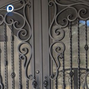 Porte de cour en <span class=keywords><strong>fer</strong></span> <span class=keywords><strong>forgé</strong></span> à <span class=keywords><strong>prix</strong></span> d'usine, <span class=keywords><strong>portail</strong></span> double, clôture de jardin, villa, porte électrique/manuelle - Product Image 2