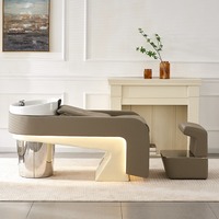 Nouvel Arrivage Lit de lavage de cheveux pour salon de coiffure, Chaise de lavage de cheveux, Lit de lavage avec fonction massage et LED