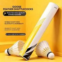 Nouveaux Volants de Badminton Professionnels Hybrides Sportifs en Plumes d'Oie, Lames de Plumes Disposées Régulièrement, Tige Solide, Sandwich Résistant aux Chocs
