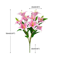 Promo! Bunga Lily Artificial 9 Tangkai Buket Harga Grosir Dekorasi Rumah Pesta Tangkai Tunggal Bunga Artificial Film