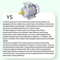 Moteur à induction de qualité industrielle YS 0,09 kW-5,5 kW 2/4/6/8 pôles, haute efficacité, coque en aluminium, moteur asynchrone triphasé AC