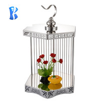 Supports à gâteaux pour le thé de l'après-midi dorés à 3 niveaux cage à oiseaux buffet à cupcake pour mariage fantaisie cage à oiseaux décorative