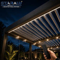 Pérgola Motorizada de Alto Rendimiento con Persianas Ajustables, Puertas de Vidrio y Juego de Cocina para Asados al Aire Libre, Ideal para Jardines Residenciales