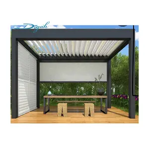 Gazebo Smeralda 3x3x2.7 m structure en acier dessus en polyester et  couvertures de moustiquaire pour