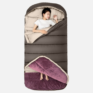 Beishanlang Sleeping Bag Rectangular Fleece Lined Breathable Adult Outdoor Camping Car Use Single Size All Seasons - Product Image 4