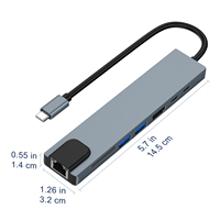 Hub 8-en-1 USB 3.0 Type-C haute vitesse Lecteur de carte 8 ports pour interfaces SD/TF/RJ45 Station d'accueil pour ordinateur et téléphone