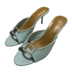 Vendita calda da <span class=keywords><strong>donna</strong></span> <span class=keywords><strong>sandali</strong></span> <span class=keywords><strong>blu</strong></span> con <span class=keywords><strong>tacco</strong></span> a punta scarpe estive da ufficio con soletta in PU stile esterno - Product Image 3