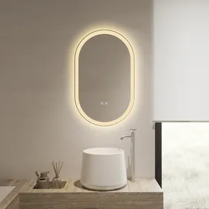 Custom Frameless Design Oval LED Backlight Demister Smart Full-length Large Mirror With LED Lights For Home Wall Decoration