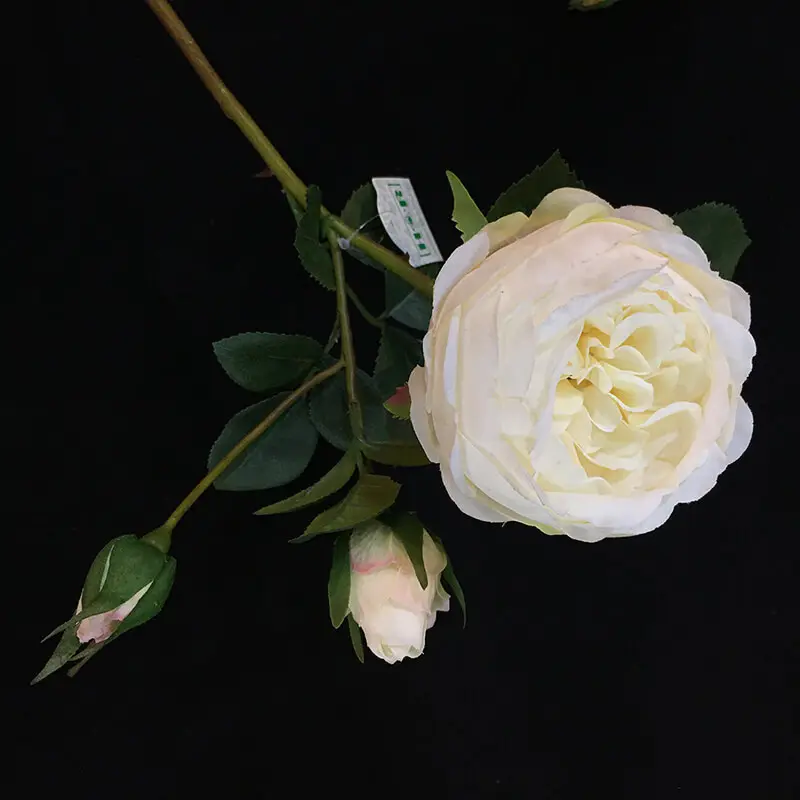 Sen Masine Factory Custom 60cm2つぼみのバラの落下タッチ偽の花シルクホワイト人工バラ家の装飾用