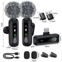 Microphone sans fil miniature 2,4 GHz pour téléphone, à clipser, plug-and-play, pour vlogging, enregistrement, podcast, cours, enregistrement audio