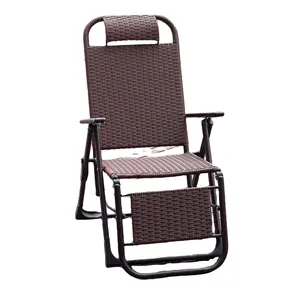 JOY Hot sale high quality lunch break folding rattan chair for home use lazy person recliner beach comfortable chair