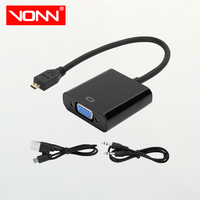 Adaptateur convertisseur vidéo micro HDTV vers VGA mâle vers femelle plaqué or 1080P avec câble audio et câble USB pour ordinateur portable