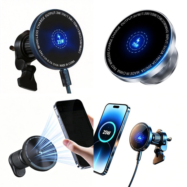 Portable 25W 15W Magnetic Car Air Vent Mount Holder Magnetic Fast Charger on Car for Safe Driving View for Smartphones Use
