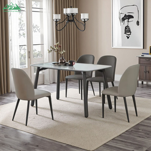 Mesa de comedor moderna de alta gama: Mesa de vidrio templado + patas de madera negra, ahorra espacio y es adecuada para el comedor familiar - Product Image 2