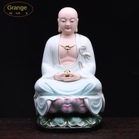 Ornement Bouddha occidental en céramique plaqué or peint à la main, Lys d'eau Feng Shui, Décoration de culte domestique, Guanyin Dizang King