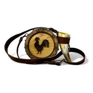 Cantimplora de Madera Estilo Barril de 1L con Correa para el Hombro, Ligera, para Uso en Exteriores - Product Image 3