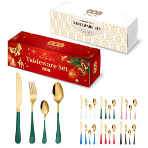 1010 Stainless Steel Cutlery Set 1624 Pieces Modern Gold Plated Knife Fork Spoon <b>Reusable</b> Dinnerware Set - Product Image 4