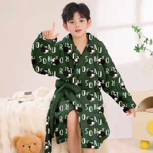 Peignoir <span class=keywords><strong>de</strong></span> <span class=keywords><strong>nuit</strong></span> en polaire corail doux et chaud pour garçons, enfants et adolescents, en polyester tricoté, collection automne-hiver - Product Image 1